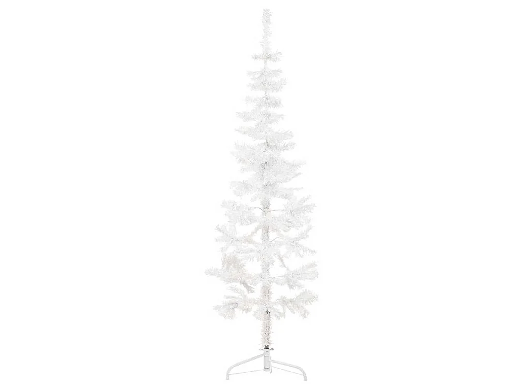 Kunstkerstboom half met standaard smal 180 cm wit