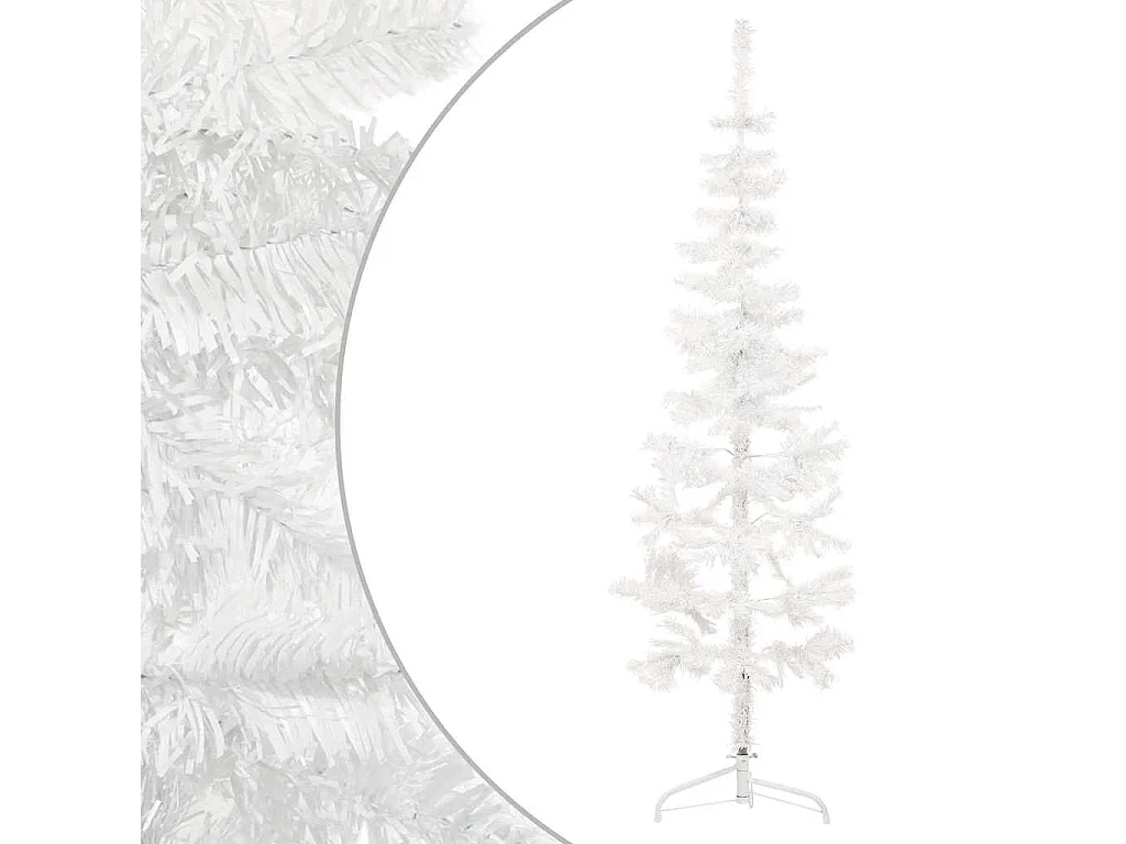 Kunstkerstboom half met standaard smal 180 cm wit