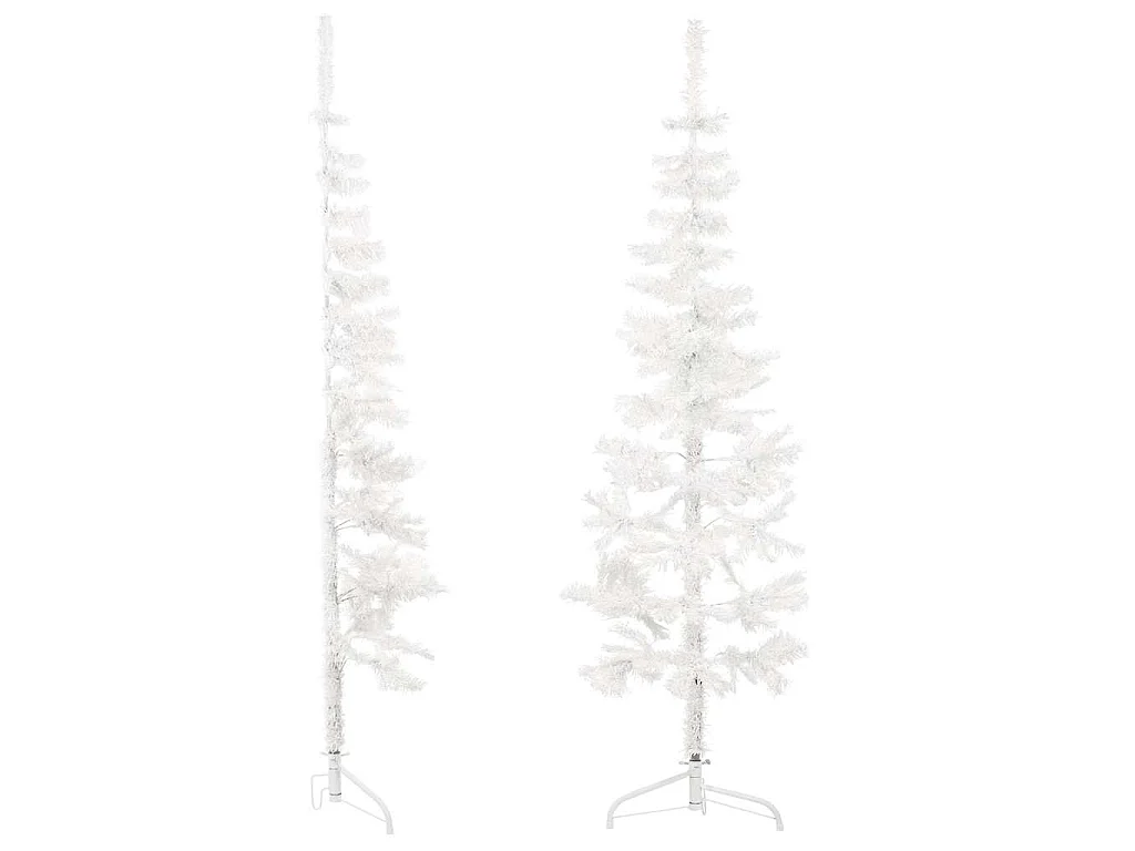 Kunstkerstboom half met standaard smal 180 cm wit