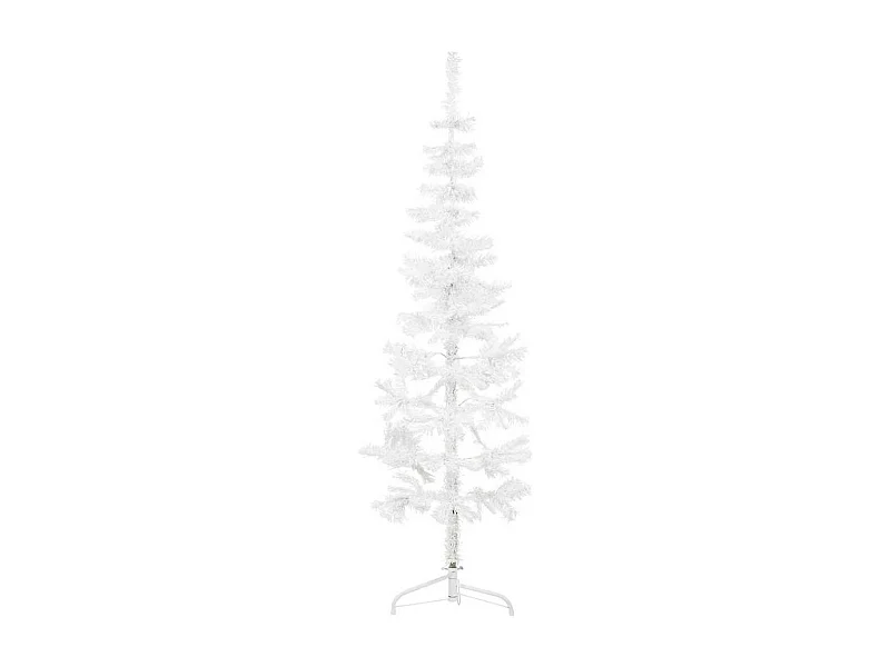 Demi sapin de Noël artificiel mince avec support Blanc 180 cm