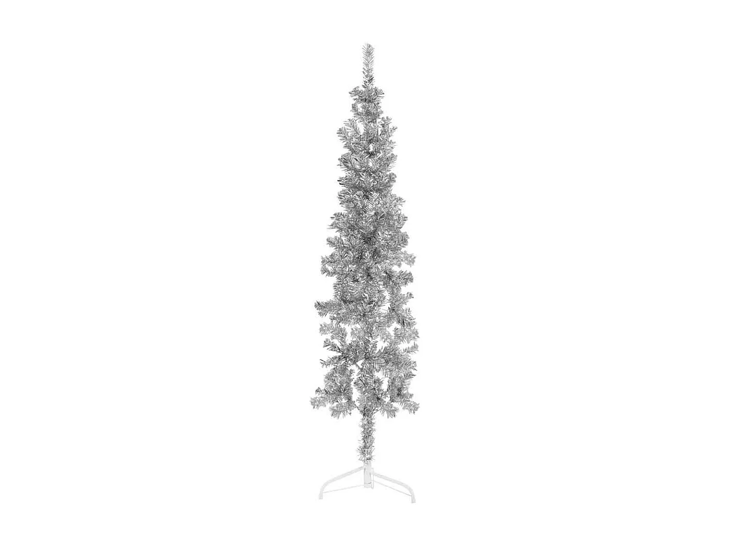 Albero Natale Artificiale Sottile a Metà Supporto Argento 180cm
