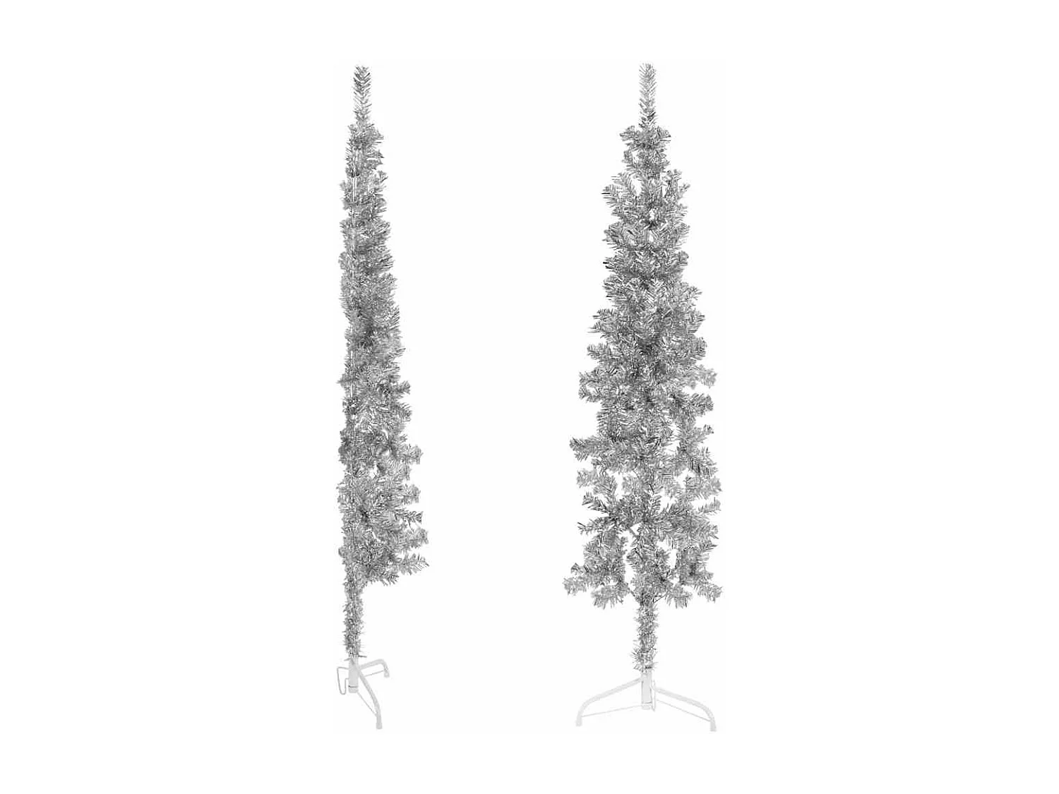 Albero Natale Artificiale Sottile a Metà Supporto Argento 180cm
