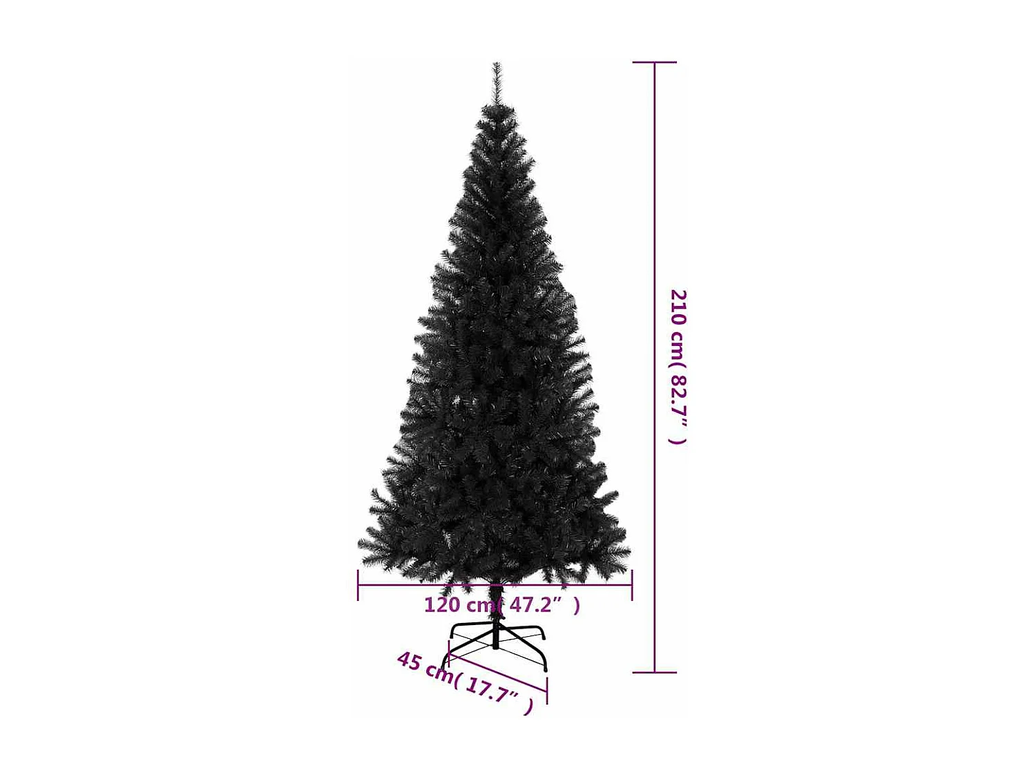 Künstlicher Weihnachtsbaum mit Ständer Schwarz 210 cm PVC
