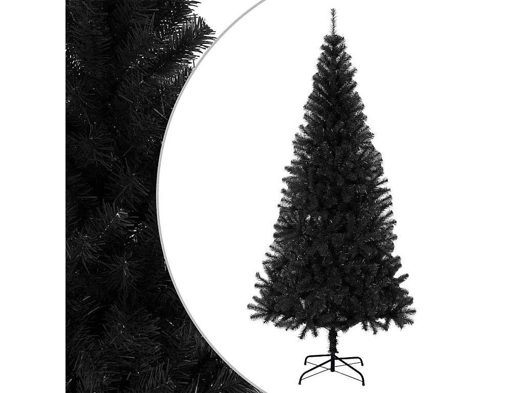 Árbol de Navidad artificial con soporte PVC negro 210 cm