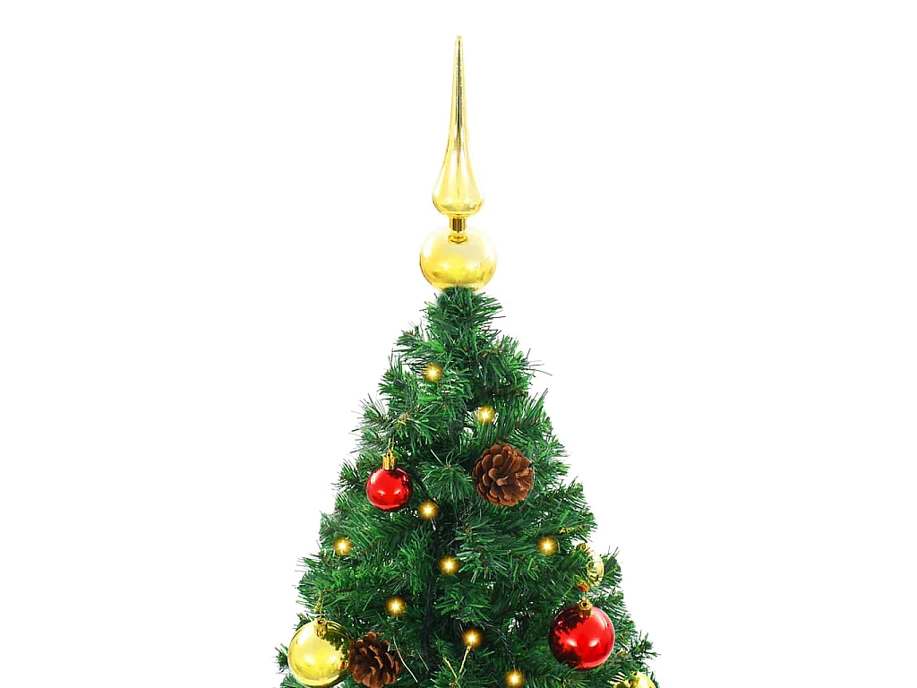 Árbol de Navidad artificial con luces y bolas verde 150 cm