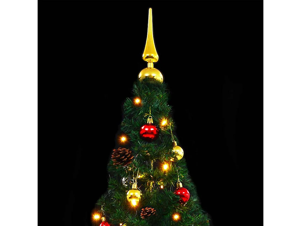 Árbol de Navidad artificial con luces y bolas verde 150 cm