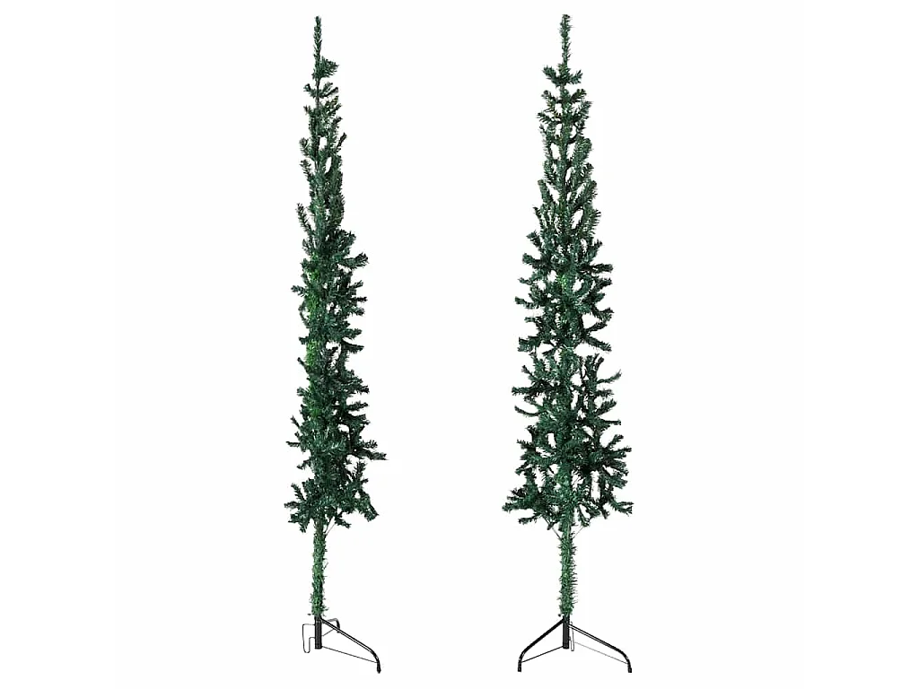 Medio árbol de Navidad artificial con soporte verde 120 cm
