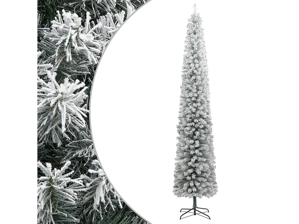 Sapin de Noël mince avec support et flocon de neige 300 cm PVC