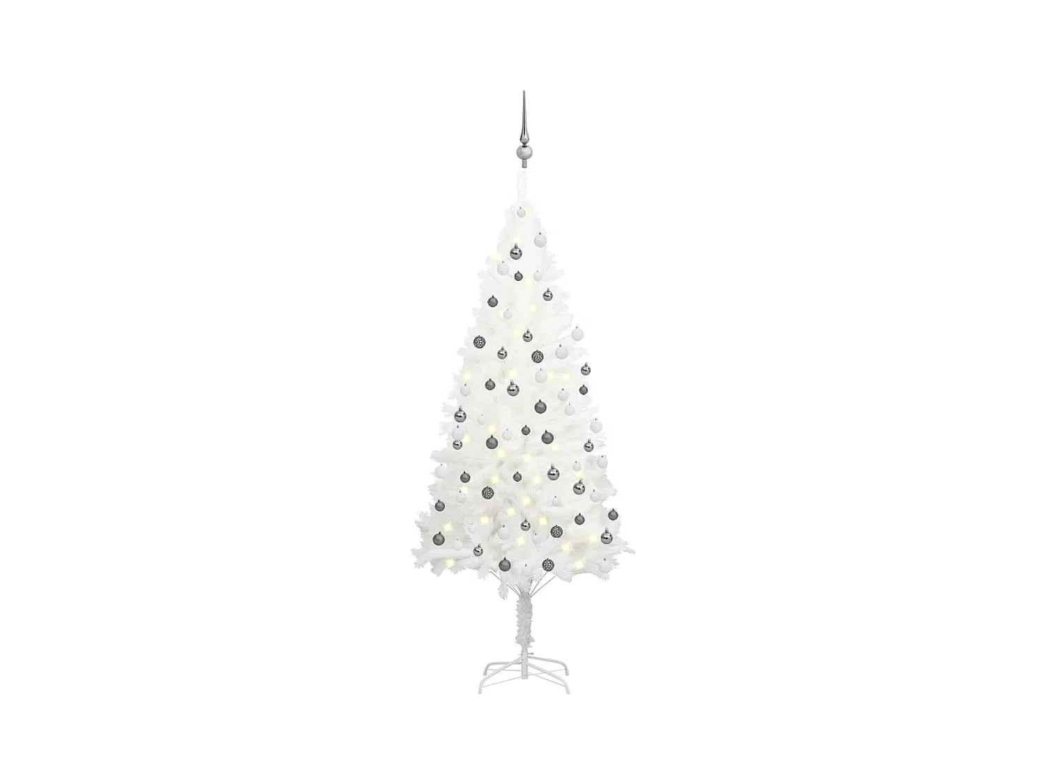 Kunstkerstboom met verlichting en kerstballen 180 cm wit