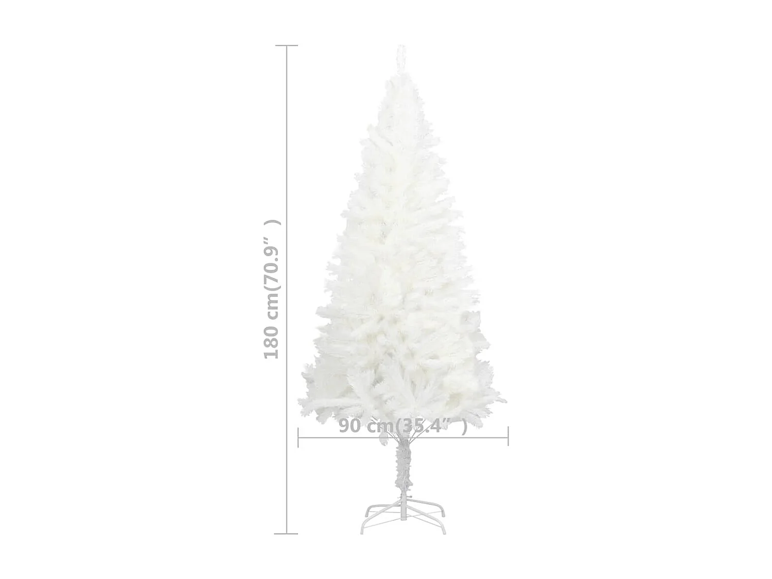 Kunstkerstboom met verlichting en kerstballen 180 cm wit