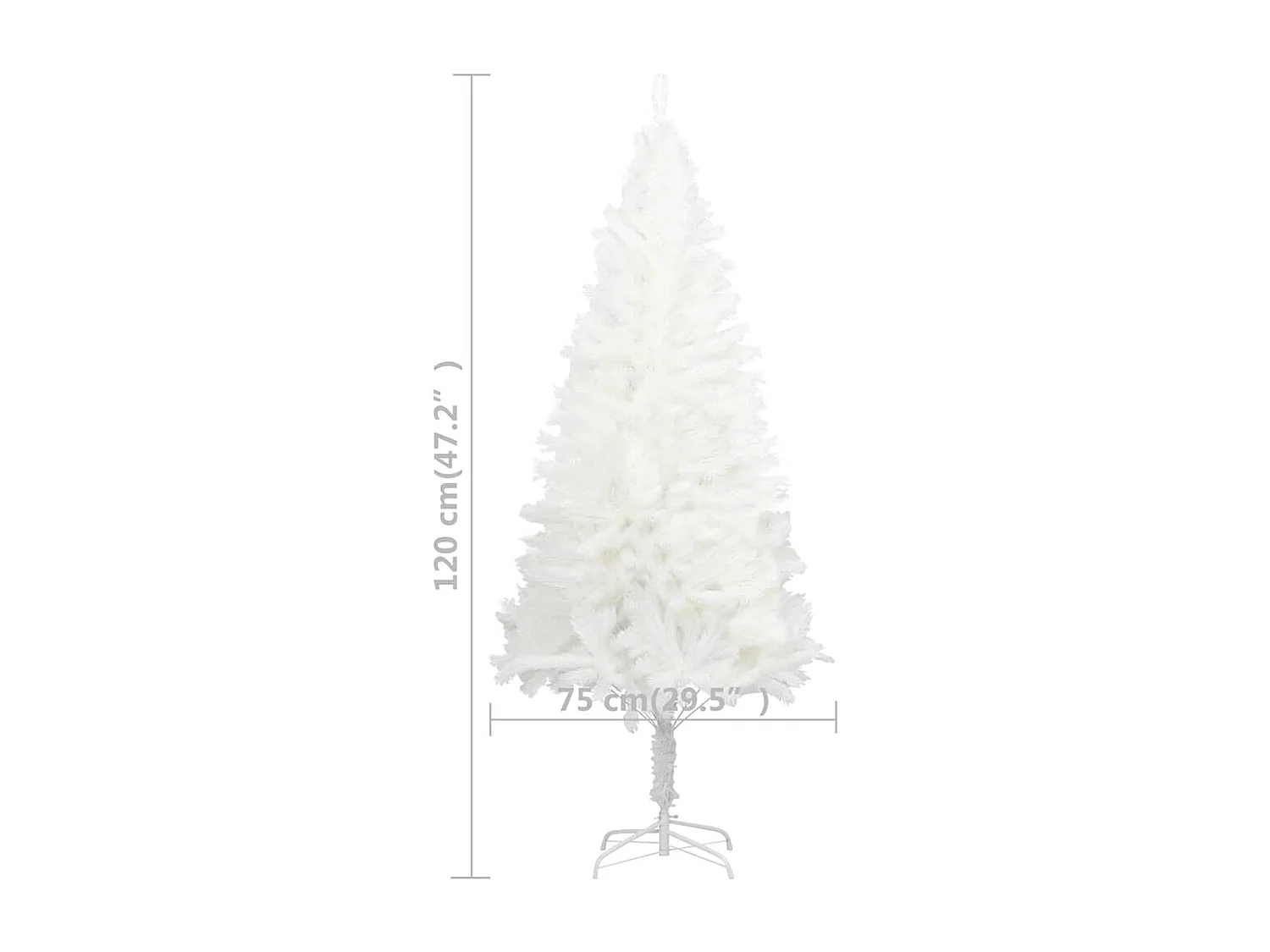 Albero di Natale Preilluminato con Palline Bianco 120 cm