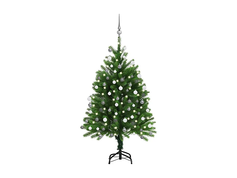 Arbre de Noël artificiel pré-éclairé et boules 120 cm vert