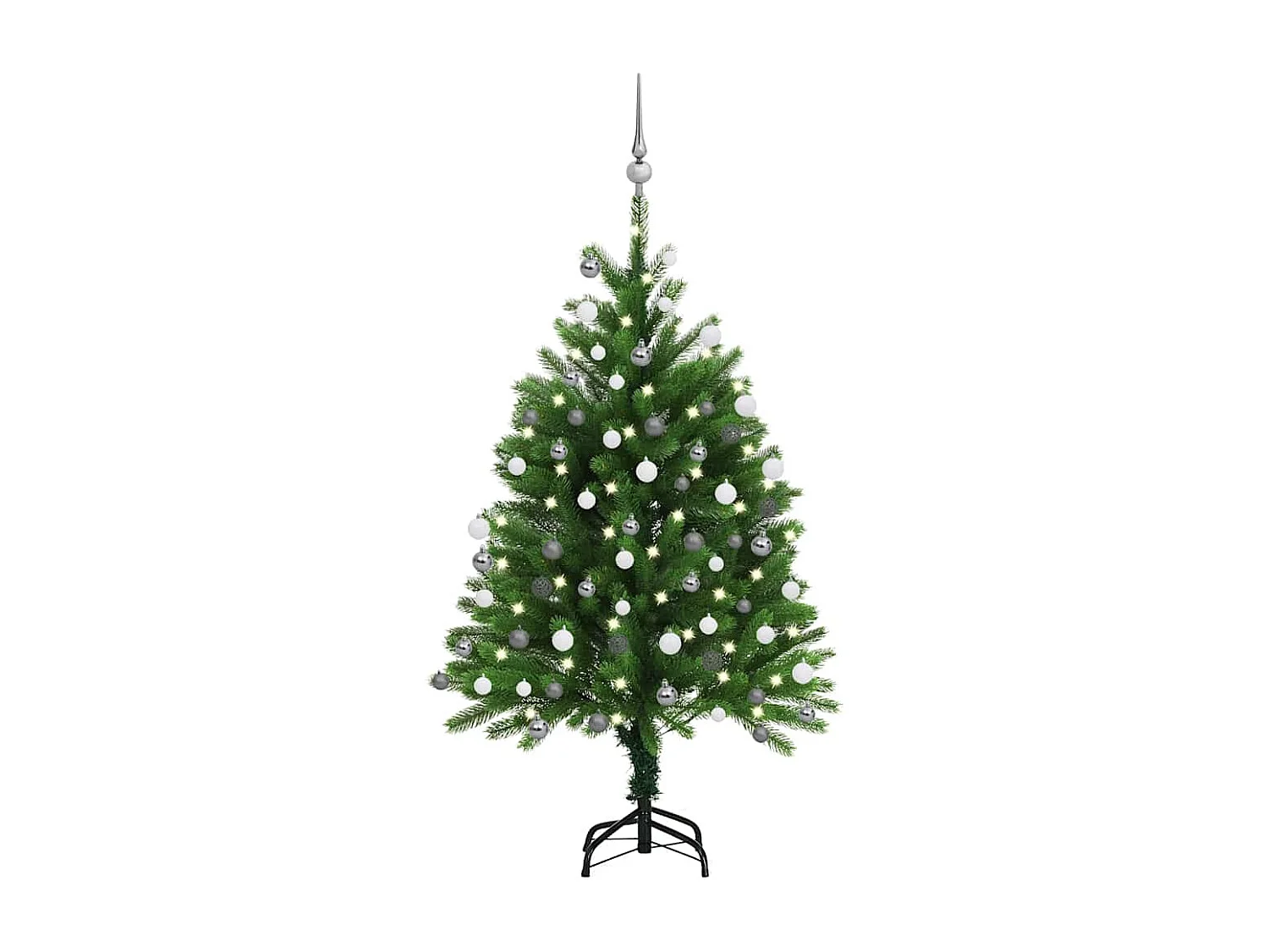 Albero di Natale Preilluminato con Palline Verde 120 cm