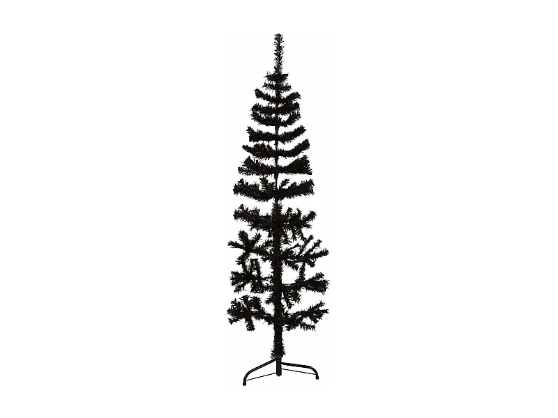 Künstlicher Halb-Weihnachtsbaum Ständer Schlank Schwarz 150 cm
