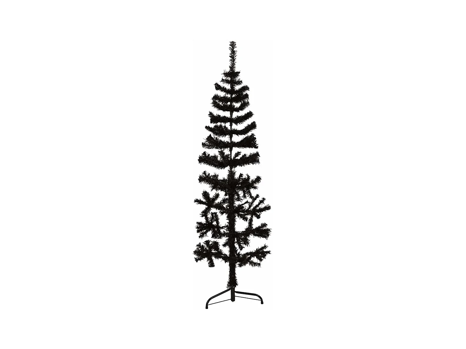 Albero Natale Artificiale Sottile a Metà e Supporto Nero 150 cm