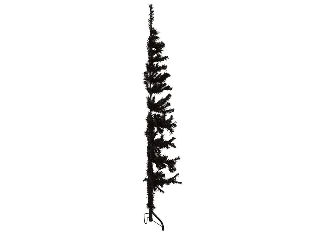 Albero Natale Artificiale Sottile a Metà e Supporto Nero 150 cm