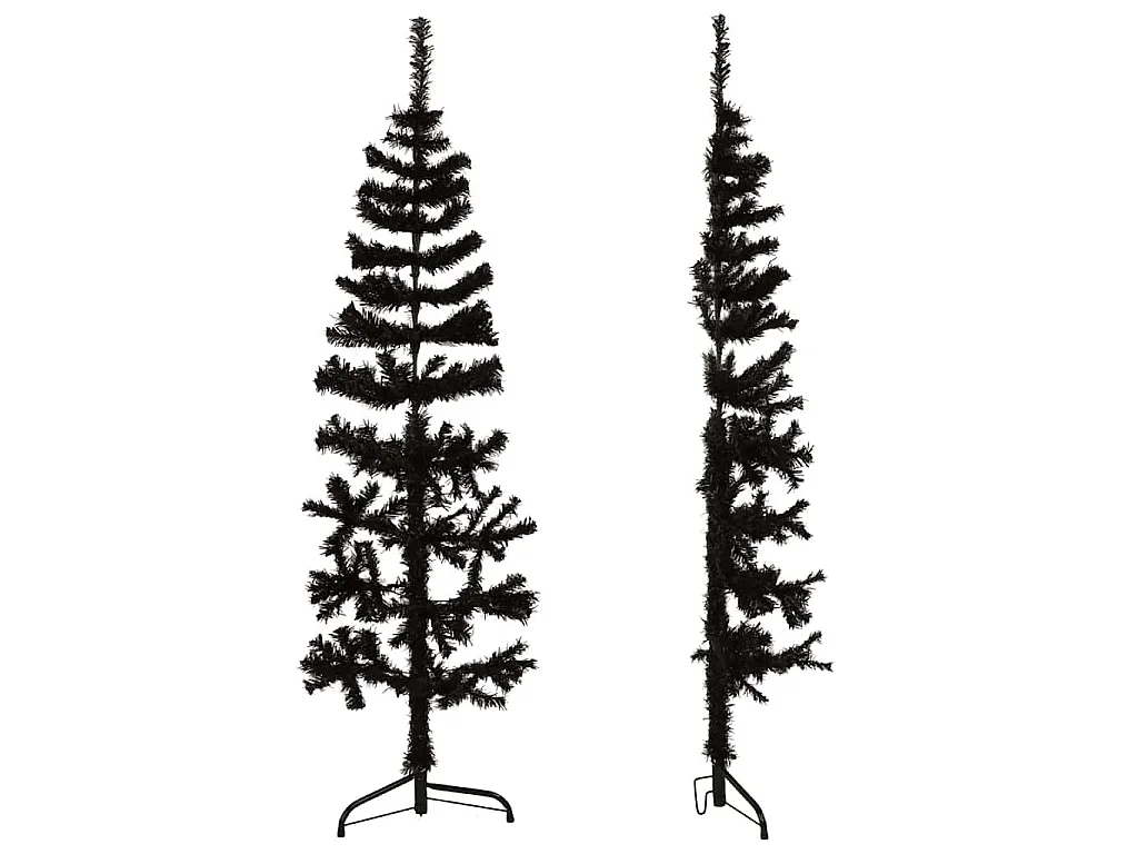 Albero Natale Artificiale Sottile a Metà e Supporto Nero 150 cm