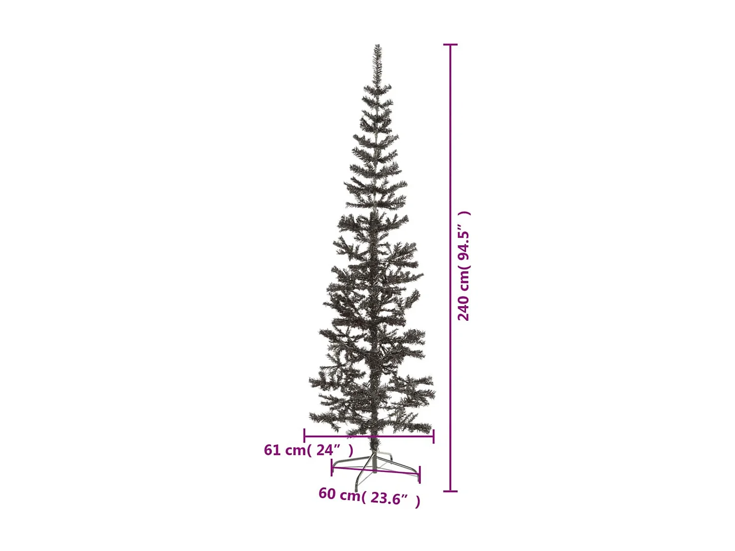 Schlanker Weihnachtsbaum Schwarz 240 cm