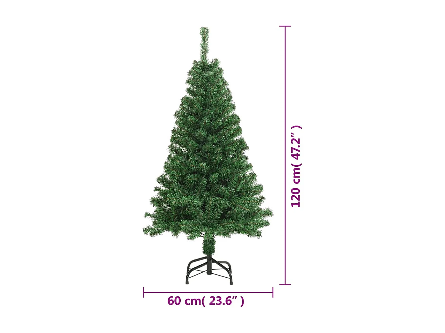 Albero di Natale Artificiale con Rami Spessi Verde 120 cm PVC