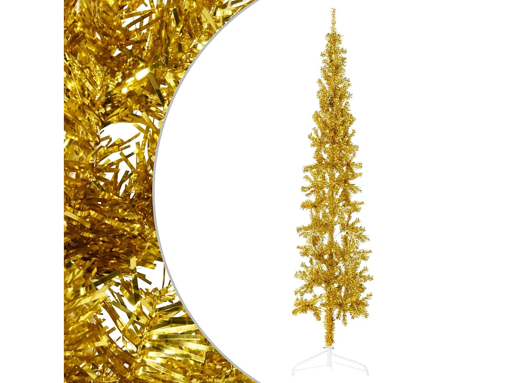 Künstlicher Halb-Weihnachtsbaum mit Ständer Schlank Gold 240 cm