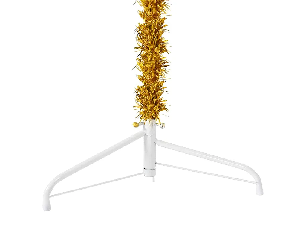 Albero Natale Artificiale Sottile a Metà con Supporto Oro 240cm