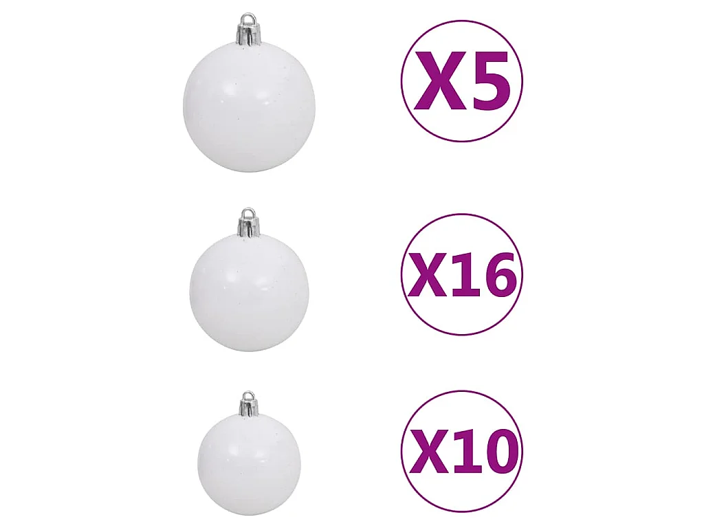 Árbol de Navidad artificial con luces y bolas blanco 240 cm