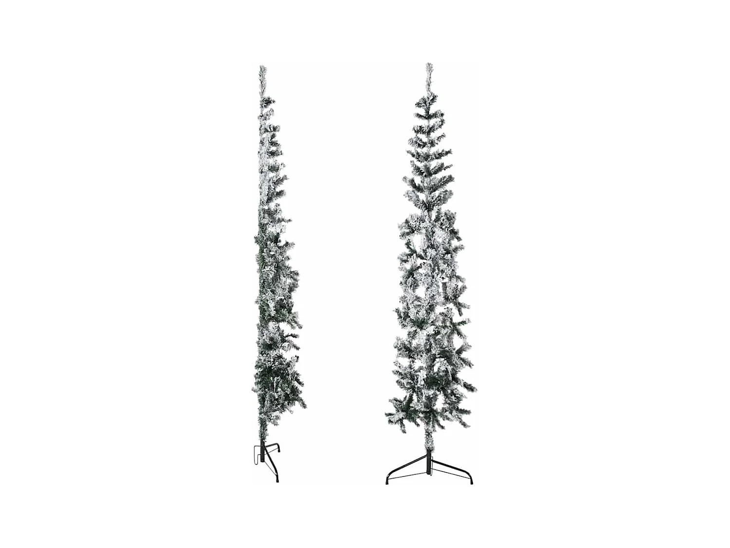 Demi sapin de Noël artificiel mince avec neige floquée 240 cm