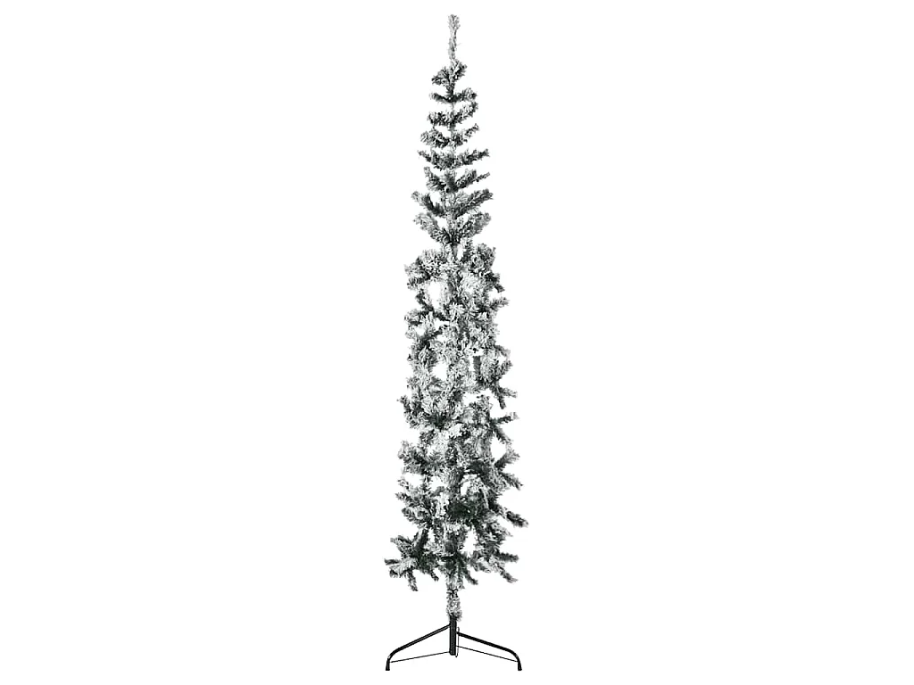Meia árvore de Natal fina com flocos de neve 240 cm