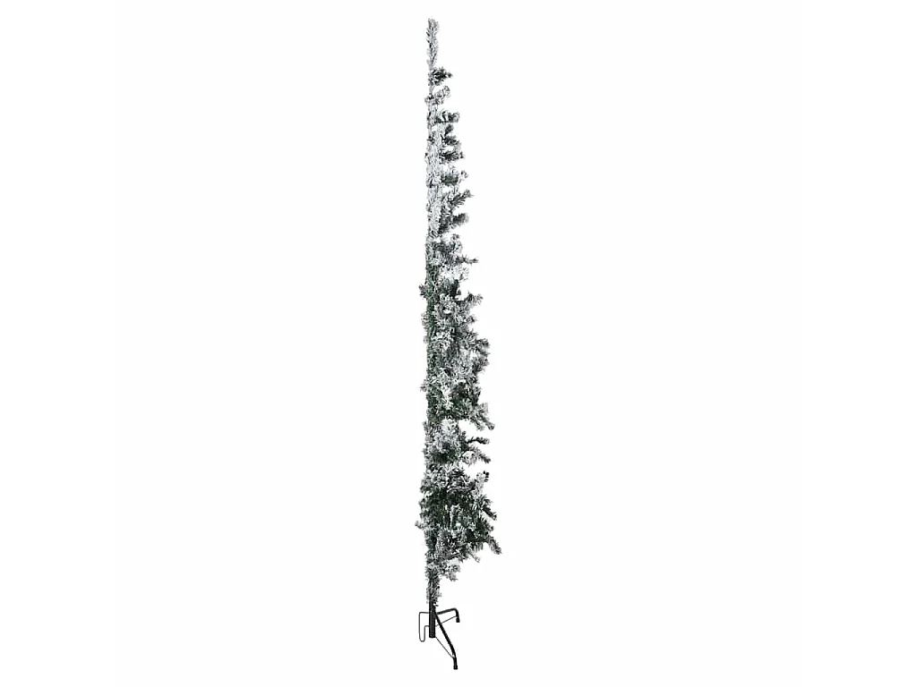 Meia árvore de Natal fina com flocos de neve 240 cm