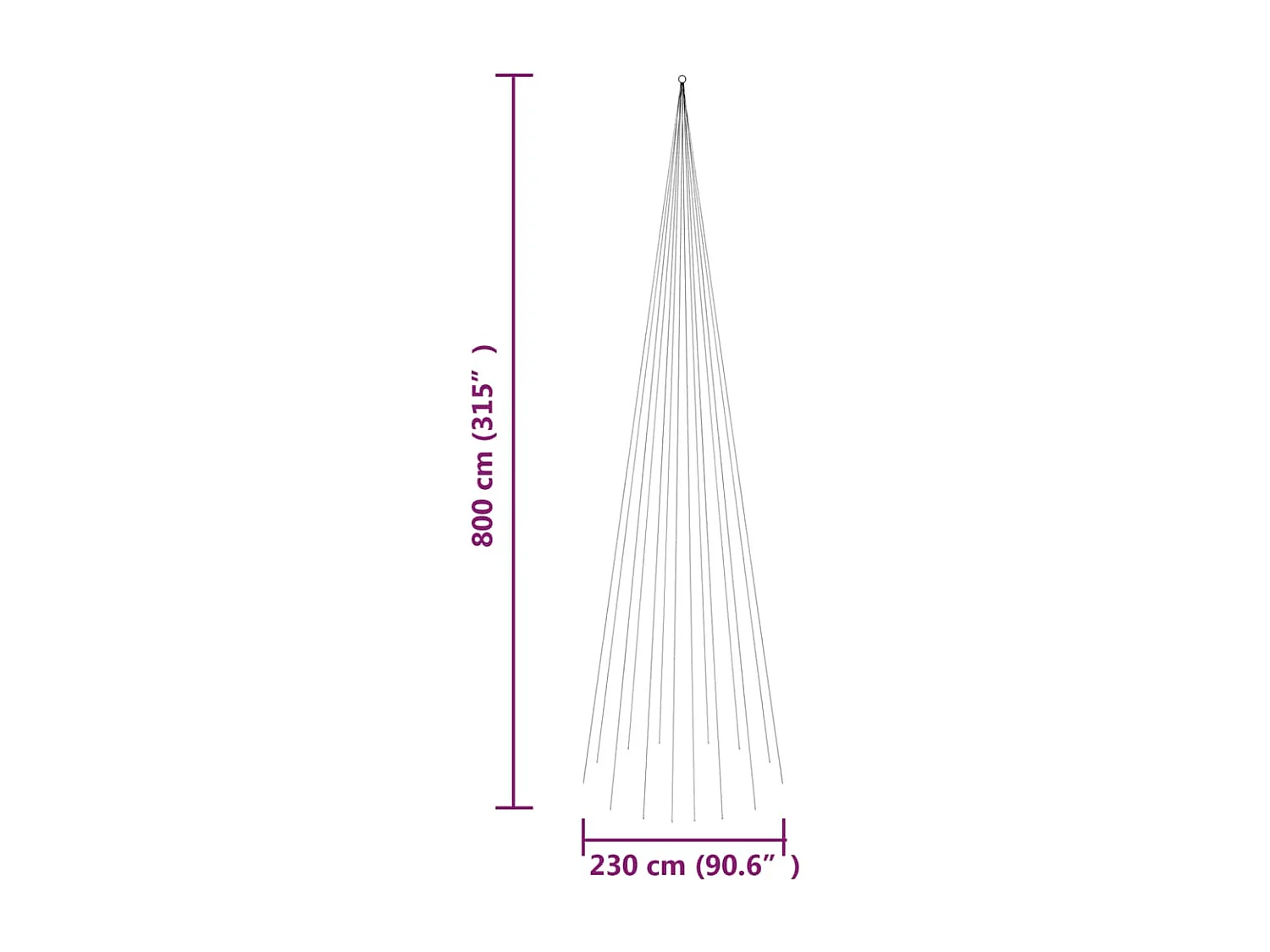 Albero di Natale Pennone Colorato 1134 LED 800 cm
