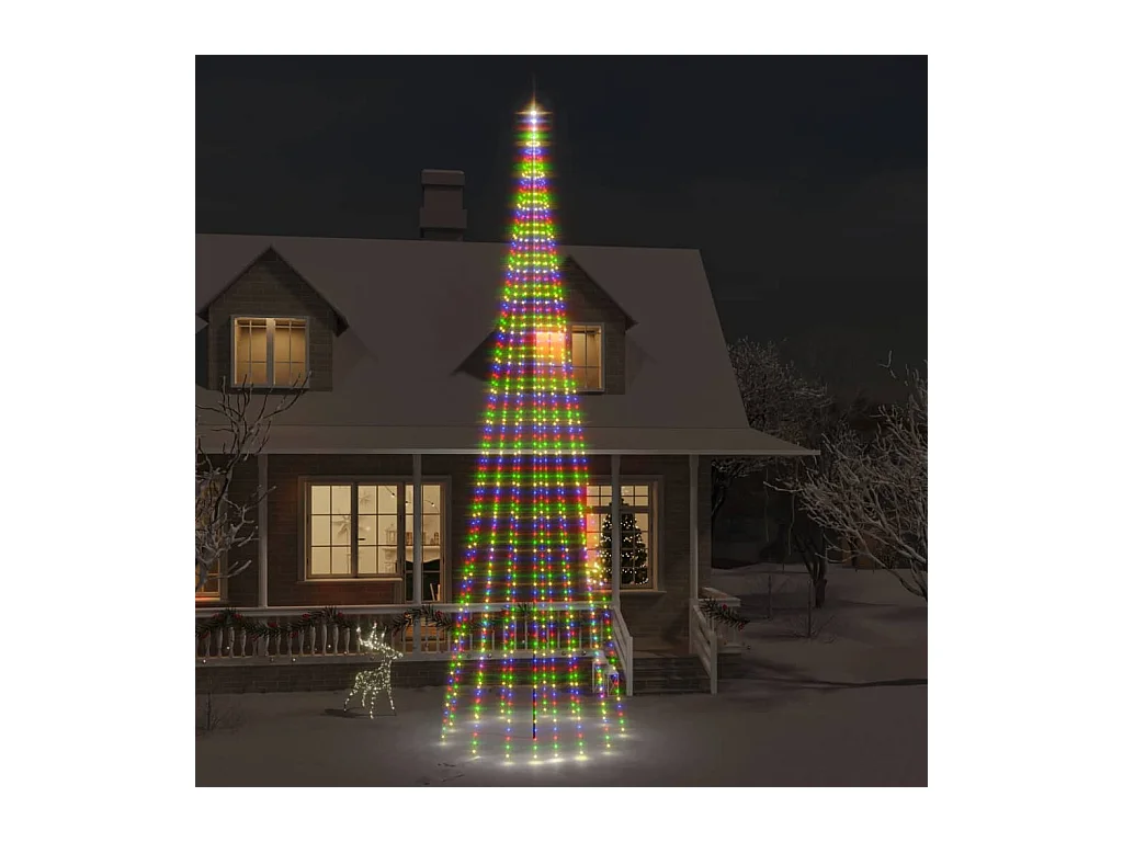Sapin de Noël sur mât de drapeau 1134 LED Colorées 800 cm