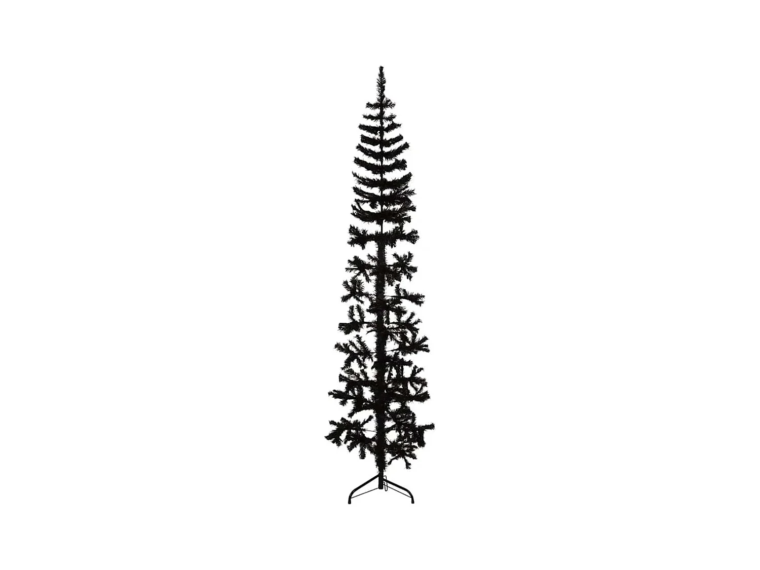 Kunstkerstboom half met standaard smal 240 cm zwart