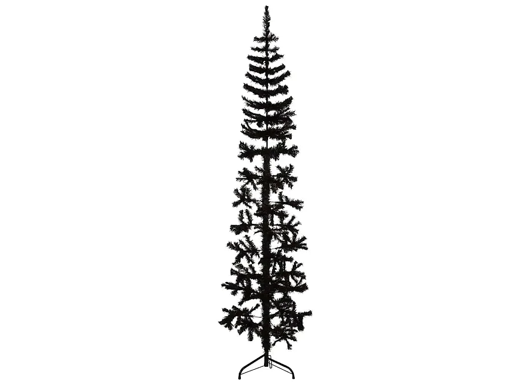Kunstkerstboom half met standaard smal 240 cm zwart