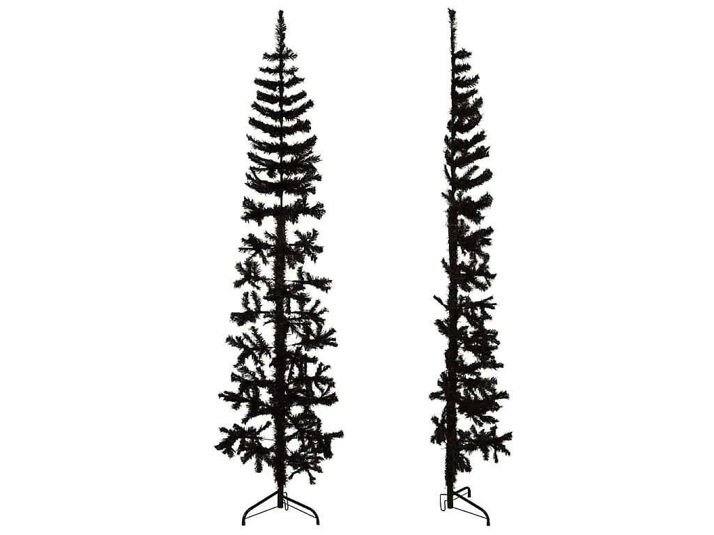 Kunstkerstboom half met standaard smal 240 cm zwart