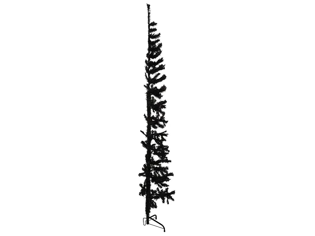 Kunstkerstboom half met standaard smal 240 cm zwart