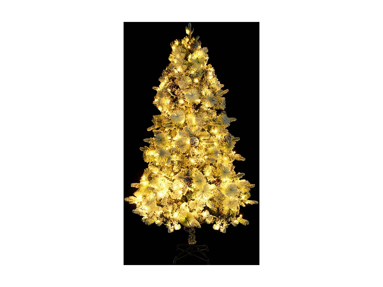 Sapin de Noël pré-éclairé avec neige floquée/cônes 225cm PVC/PE