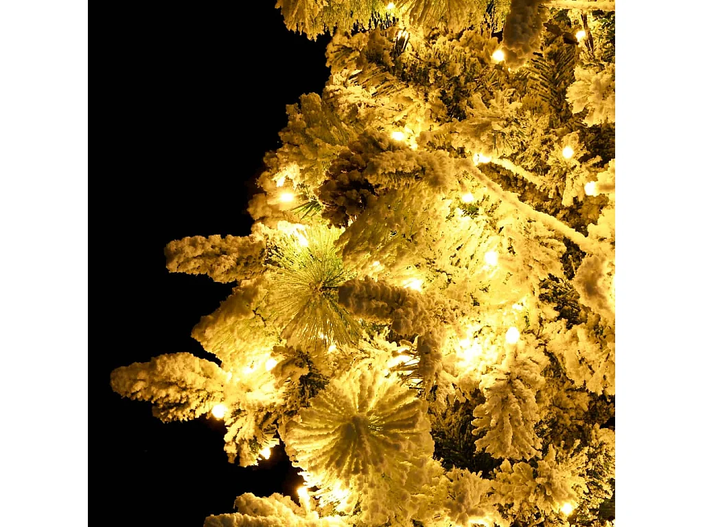 Sapin de Noël pré-éclairé avec neige floquée/cônes 225cm PVC/PE