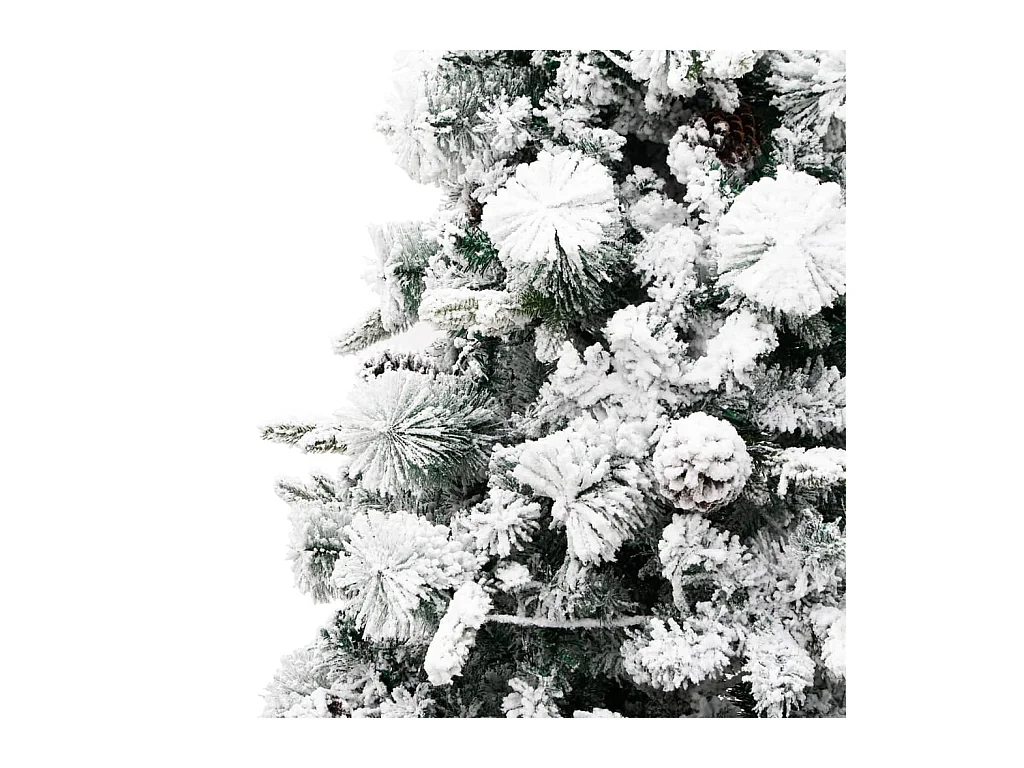 Sapin de Noël pré-éclairé avec neige floquée/cônes 225cm PVC/PE