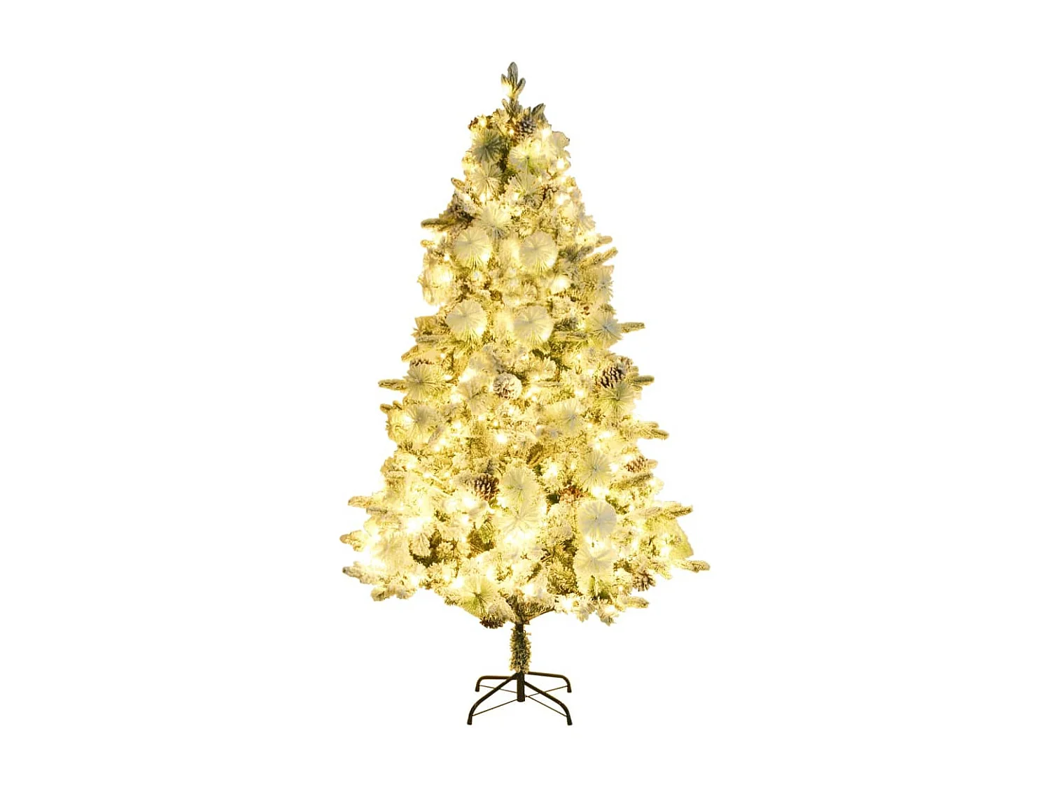 Weihnachtsbaum mit Beleuchtung Schnee und Zapfen 225 cm PVC&PE