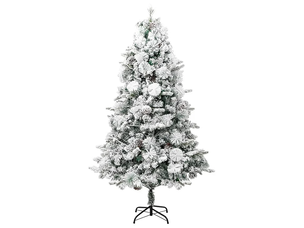 Árvore de Natal pré-iluminada c/ flocos neve e pinhas PVC/PE