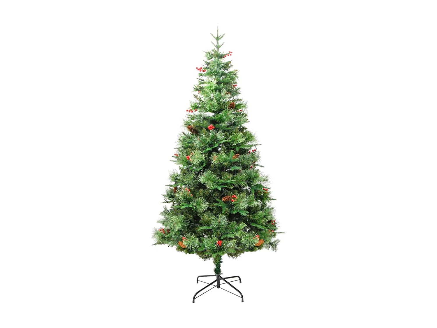 Weihnachtsbaum mit Beleuchtung und Kiefernzapfen Grün 195 cm