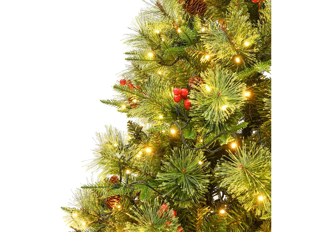 Weihnachtsbaum mit Beleuchtung und Kiefernzapfen Grün 195 cm