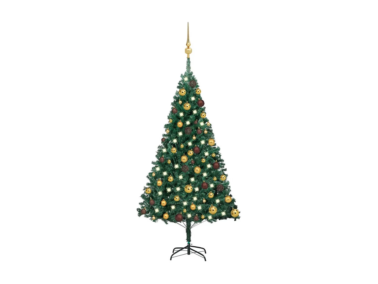 Árvore Natal artificial pré-iluminada c/ bolas 120 cm PVC verde