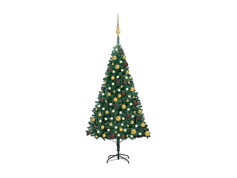 Árvore Natal artificial pré-iluminada c/ bolas 120 cm PVC verde