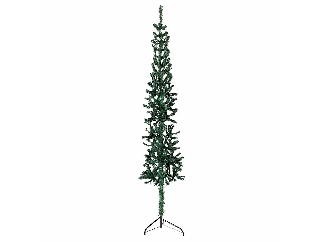 Demi sapin de Noël artificiel mince avec support Vert 210 cm