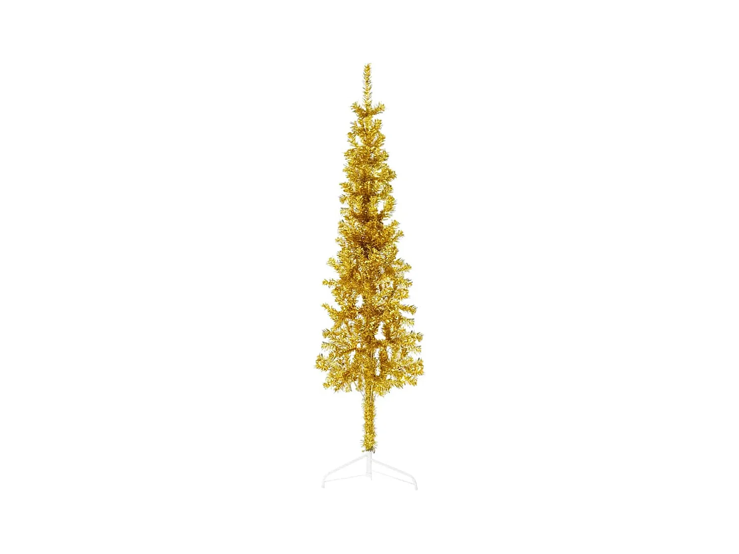 Medio árbol de Navidad artificial con soporte dorado 150 cm