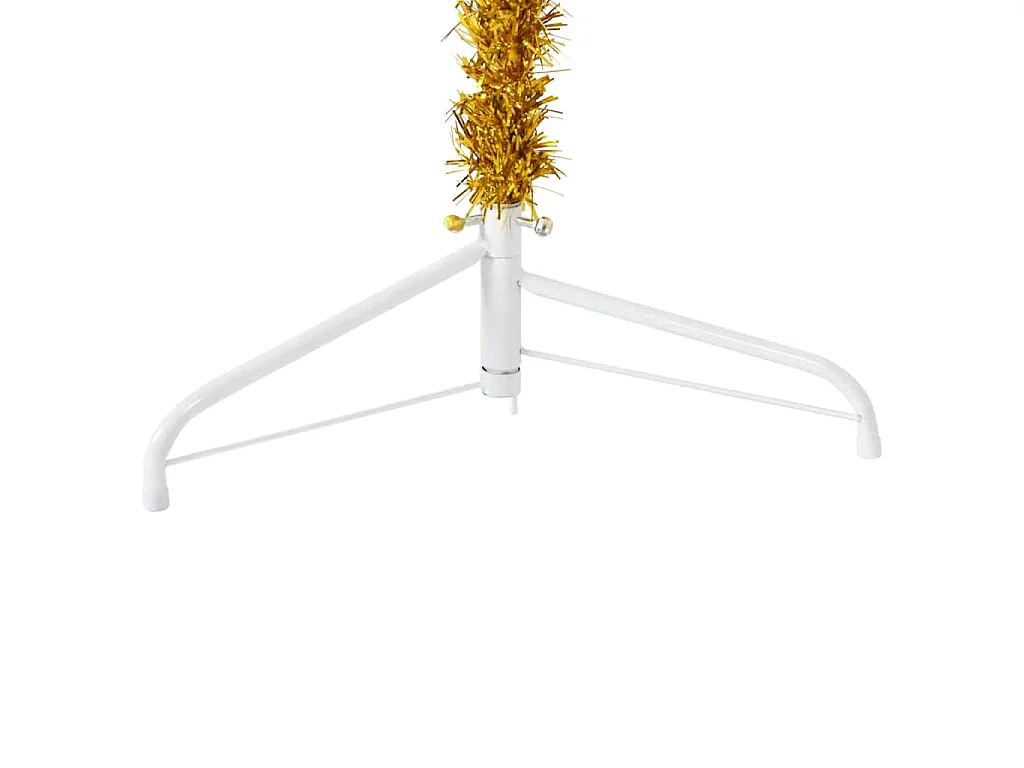Albero Natale Artificiale Sottile a Metà con Supporto Oro 150cm