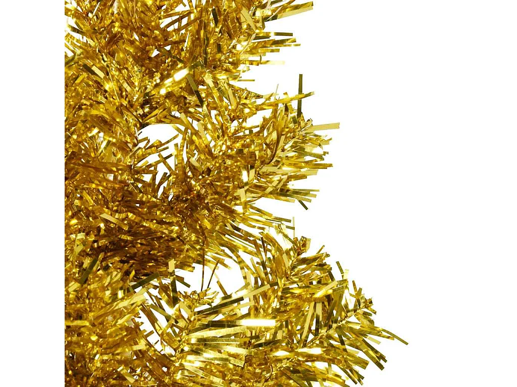 Albero Natale Artificiale Sottile a Metà con Supporto Oro 150cm