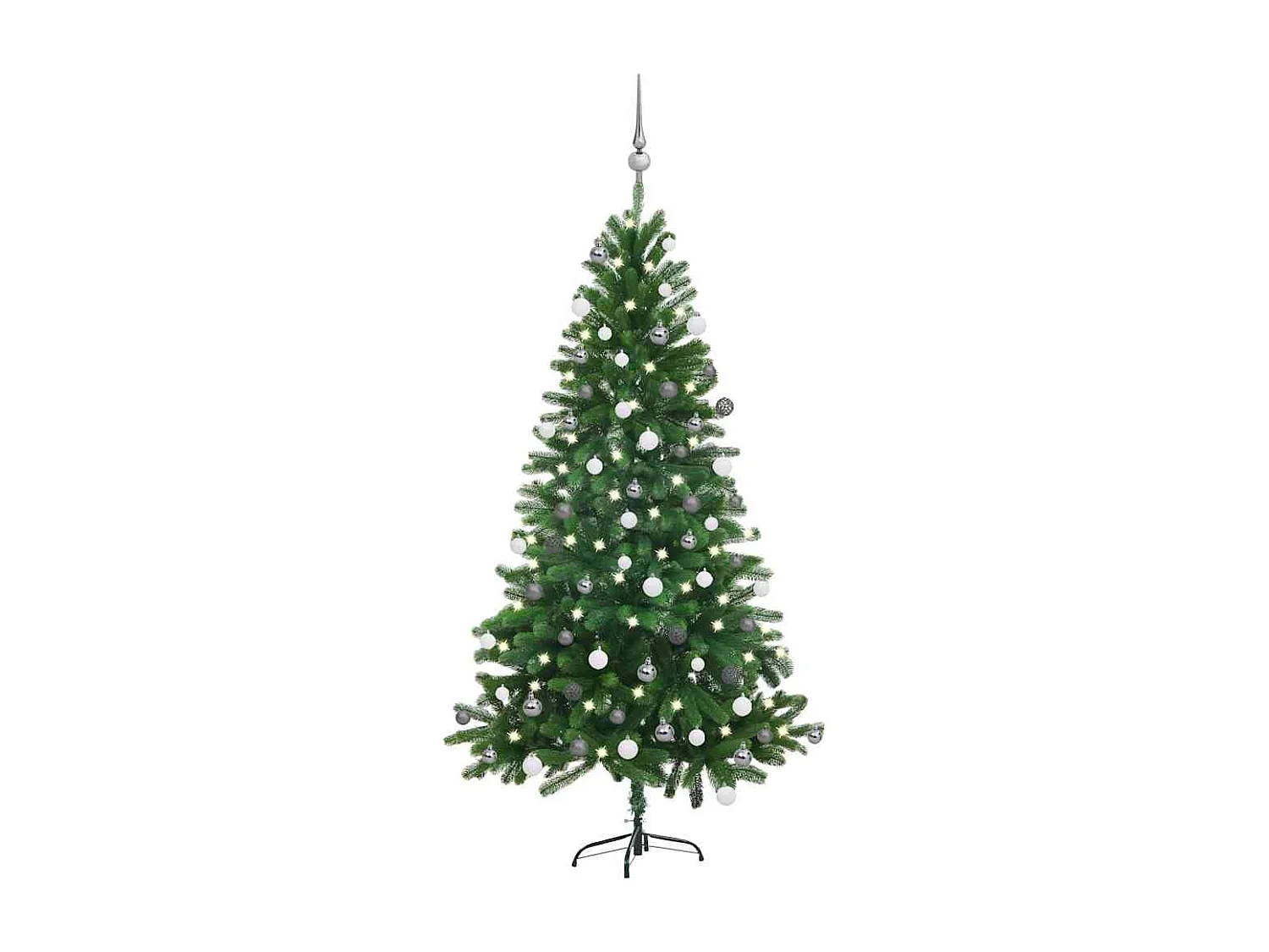 Arbre de Noël artificiel pré-éclairé et boules 150 cm Vert