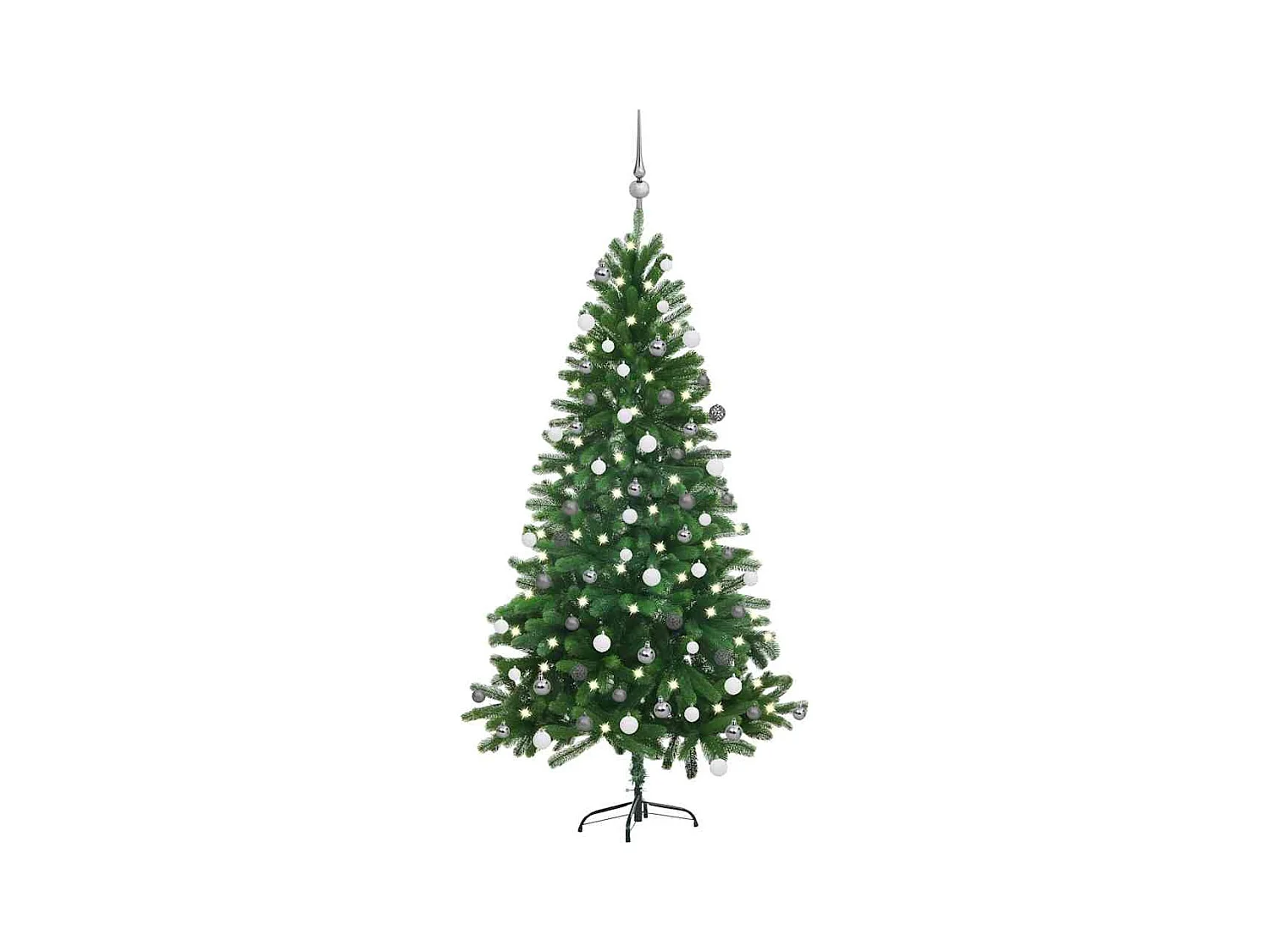Kunstkerstboom met verlichting en kerstballen 150 cm groen